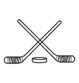 Hockey sticks with puck icon outline style Vector Image