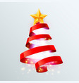 christmas tree made red ribbon on bright vector image vector image