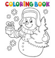 coloring book snowman topic 6 vector image vector image