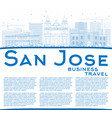 outline san jose skyline with blue buildings vector image