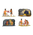 stone age life scenes set vector image