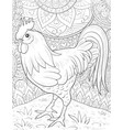 adult coloring bookpage a cute rooster vector image vector image