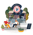 coffee shop building facade and people clients vector image