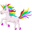 cartoon funny rainbow unicorn horse jumping vector image