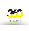360 black and yellow number logo design vector image