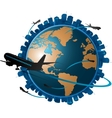 airplane travelling around the globe travel concep vector image