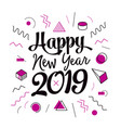 creative happy new year 2019 memphis design vector image vector image