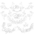 drawn plants and flowers wreaths corners vector image
