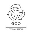eco label linear icon three rounded arrow coming vector image