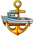 fish-boat with anchor vector image