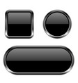 black buttons 3d glass icons with chrome frame vector image vector image