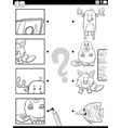 match cartoon animals and clippings game coloring vector image