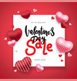 valentines day sale background with balloons heart vector image