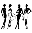 black and white retro fashion models in sketch vector image vector image