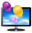tv monitor with balloons vector image vector image