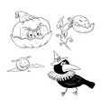 cute pumpkin and crow for halloween vector image