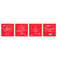 happy valentines day trendy greeting cards red vector image vector image