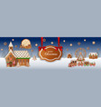 christmas banner with gingerbread church vector image