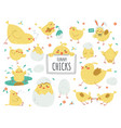 funny chicks flat icons set cheerful easter vector image