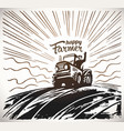 farmer on tractor waving his hands to top vector image