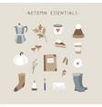 autumn essentials set of cute hand drawn fall vector image