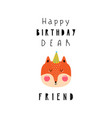 lettering scandinavian poster with fox vector image vector image
