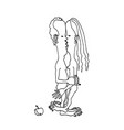 kiss adam and eve funny caricature first sin vector image
