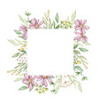 watercolor square floral frame of pink flowers vector image
