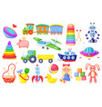 kids toys cartoon rocket ship train cute girl vector image vector image