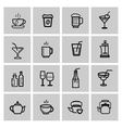 black beverages icons set vector image