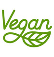 vegan product label green bio leaf sign vector image