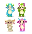 funny cartoon fluffy baby monsters set vector image