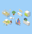 isometric interior furniture for baby room cot vector image vector image