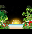 night view in beach with moonlight and tropical vector image