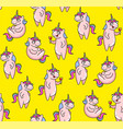 cute unicorns seamless pattern on yellow vector image vector image