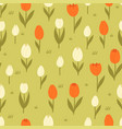 seamless pattern with orange and white tulips vector image vector image