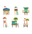 lifeguard building bungalow guard towers vector image
