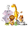 many cute animals on white background vector image