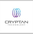 simple letter c logo line design technology digita vector image