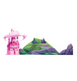 cartoon magic pink castle and green hill vector image