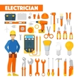 profession electrician icons set with voltmeter vector image