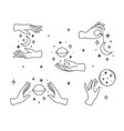 set female hand logos icons in minimal linear vector image