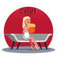 woman waiting for the cinema vector image