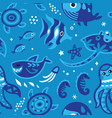marine seamless pattern with cute creatures vector image vector image