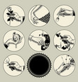 set of round images in vintage engraving style vector image