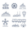 amusement park icon set in line art style vector image