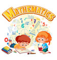 Students character on math logo Royalty Free Vector Image