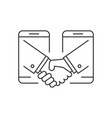 business handshake via phones vector image