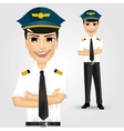 friendly pilot with crossed arms vector image