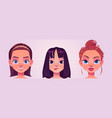 girl avatars young female characters faces set vector image